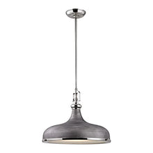 Elk Home Rutherford 1-Light Pendant - in Weathered Zinc Finish, with Polished Nickel Metal Shade with Frosted Glass Diffuser, Transitional Style