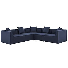 Lounge Sectional Sofa Set, Fabric, Blue Navy, Modern, Outdoor Patio Balcony Cafe Bistro Garden Hotel