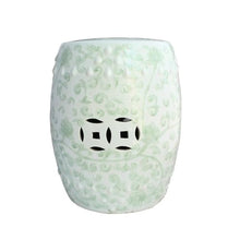 JOYNOW Ceramic Garden Stool Decorative Garden Stools Carved Tangle Pattern Drum Stool Porcelain Stool Dressing Stool Furniture Shoeshine Stools Garden Stool Ceramic