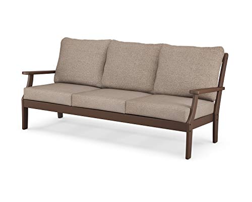 POLYWOOD® Braxton Deep Seating Sofa in Mahogany/Spiced Burlap
