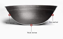 Picnic Bag Wok Wok Made of cast Iron with Two Handles, Traditional Double Ear Wok Round Bottom Uncoated Household Wok, Wok Dicker Cast Iron with Wooden lid,40CM