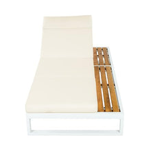 4 PCS Outdoor Acacia Wood Chaise Lounge with Cushions for Poolside, Lawn
