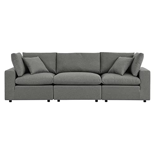 Modway Commix Overstuffed Outdoor Patio Sofa in Charcoal