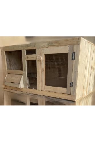 Large Bird Cage for Pigeons, Quail, Chickens - 39.4" W x 19.7" H x 19.7" D - Spacious Wooden Habitat for Poultry and Small Birds - Made in Turkey