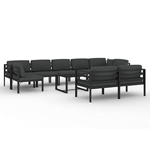 vidaXL 7 Piece Patio Lounge Set with Cushions Aluminum Anthracite
