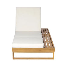 Christopher Knight Home Winlyn Acacia Wood Chaise Lounge Chair with 3-Fold Cushion, Outdoor Chaise Lounge with 4-Position Adjustable Backrest and Side Surface, Slatted Single Lounge, Teak+Cream