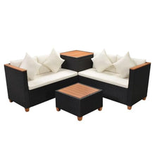 HGFDVCMR 4-Piece Patio Furniture Set, Black PE Rattan Outdoor Sofa