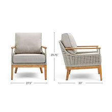Winston August Lounge Chair Natural Teak Wood Driftwood Grid Weave Sunbrella Cast Ash Fabric