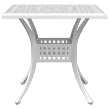 KUPTYERFG White Cast Aluminum Bistro Table - 31.5 Inch Square Outdoor Dining Table for Patio, Garden, Balcony, Sturdy Metal Patio Furniture with 2 Inch Umbrella Hole