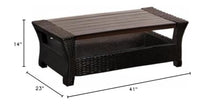 Atlantic Hibiscus Black Synthetic Wicker Coffee Table with Plastic Wood Top