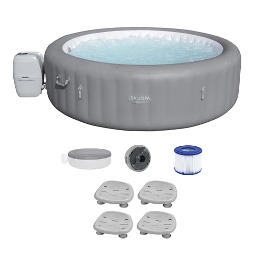 Bestway SaluSpa Grenada AirJet Inflatable Hot Tub with Non-Slip Seat Gray (4 Pack)