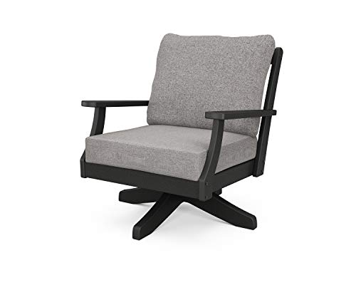 Polywood Braxton Swivel Chair Black/Grey Mist