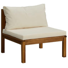 KTHLBRH 10-Piece Garden Lounge Set with Cream Cushions and Natural Acacia Wood Frame for Patio Outdoor Modular Seating Furniture, Weather Resistant Durable Comfortable Relaxation
