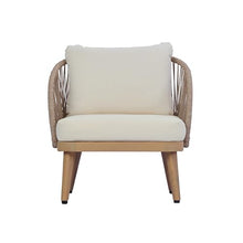 Christopher Knight Home Lydia Set of 2 Boho Patio Furniture Acacia Wood Club Chairs, Outdoor Lounge Chairs, Modern Tub Accent Chairs/Arm Chairs with Rope Woven and Removable Cushions, Natural+Beige