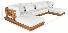 Meridian Furniture 111White-Sec6B Mirella Collection Modern | Contemporary Outdoor Patio U-Shaped 6pc. Modular Sectional with Solid Teak Frame, Water Resistant Fabric, 150" W x 75" D x 27" H, White