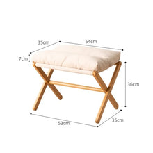 LHHAIUA Ottoman for Bedroom Dorm Folding Footstool with Wooden Frame and Fabric Cushions Under Desk Footrest(Beige)