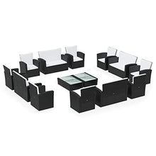 AJSEOYBS Outdoor Patio Set,Outdoor Garden Furniture,16 Piece Patio Lounge Set with Cushions Poly Rattan Black,for Deck, Patio, Garden, Poolside, Backyard