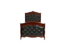 Kaimei Dark Cherry Twin Bed Espresso Faux Leather