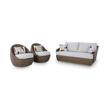Signature Design by Ashley Cardiff Beach Patio Furniture Set with Swivel Chairs, Rust-Resistant Aluminum Frame, All-Weather Wicker and Nuvella Performance Fabric, Outdoor Seating for Poolside, Beige