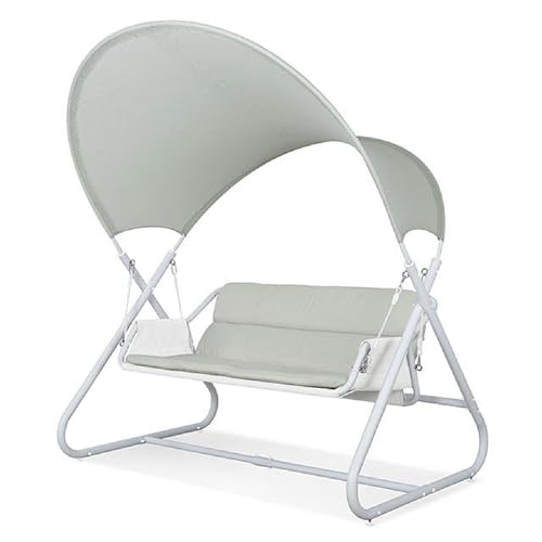 Diz Outdoor Hanging Double Swing Sofa Chair-White Powder Coated Steel