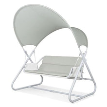 Diz Outdoor Hanging Double Swing Sofa Chair-White Powder Coated Steel