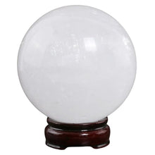 FOTCFATEV White Calcite Crystal Ball, Quartz Sphere with Stand, Ice Rock Sculpture Figurine for Witchcraft, Fengshui, Altar, Divination,Collection,14cm