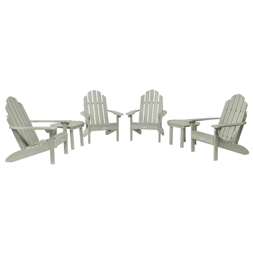 highwood Classic Westport Adirondack 6pc Set, Includes 4 Adirondack Chairs and 2 with Side Tables, Eucalyptus