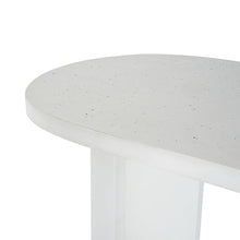 Christopher Knight Home Alan Modern Minimalist Concrete Outdoor Dining Table with White Terrazzo Tabletop, Oval Top Dining Table for 6, Pedestal Kitchen Table, Ideal for Family Gatherings, White