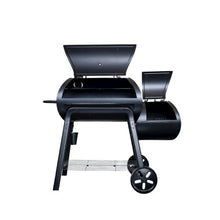Outdoor Escape Professional Offset Smoker BBQ Grill, 4-in-1 Heavy-Duty Charcoal Smoker, Black Outdoor Grill for Backyard Feasts & Picnics