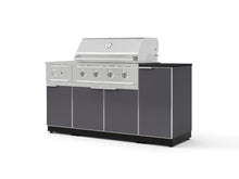 NewAge Products Classic Series 6PC Aluminum Slate Gray Modular Outdoor Kitchen Grill Island with 36" Performance Grill NG - 24"D x 68"W x 47.5"H