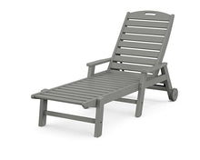 POLYWOOD NCW2280GY Nautical Wheeled Chaise with Stackable Arms, Slate Grey
