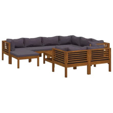 GPUTYGHN 10 Piece Patio Lounge Set with Cushion, Solid Acacia Wood Modular Seating Set with Coffee Table, Removable Thick Padded Cushions for Outdoor Garden