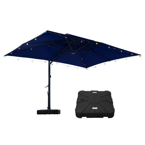 OROTLECT 10X13ft Cantilever Patio Umbrella With DIY Drape Hook And Base