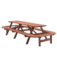 AMZSTAN 95-Inch Extra Large Wooden Picnic Table Set with Benches, 12-Person Outdoor Patio Dining Table with Umbrella Hole, Rustic Brown Garden Table for Backyard Gatherings, Deck, or Park Use