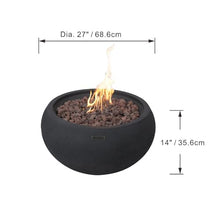 York Fire Table Outdoor Fire Pit 27" x 27" Cast Concrete Round Firepit Includes Lava Rocks 45,000 BTUs Outdoor Fireplace for Patio Furniture Set, Deck, Porch, Outdoor Heater - Natural Gas