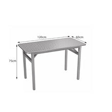 JOSOGO Stainless Steel Workbench Foldable Kitchen Work Table,Outdoor Dining Set, Silver Anodized Aluminum, Stackable Chairs, Weather-Resistant, for Garden, Patio, Balcony(H1.2M*0.6M)