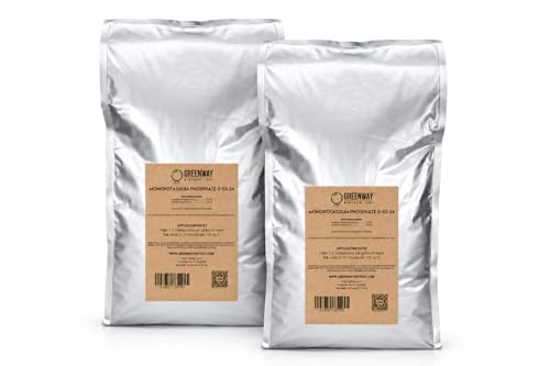 Greenway Biotech, Inc. Monopotassium Phosphate Fertilizer 0-52-34-100% Water Soluble Hydroponics for Root Strength - Increase Yield and Blooming - High Purity Plant Nutrient Formula - 2 X 25 Pounds