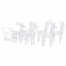 KFPOERTFGD 320 LED Reindeer and Sleigh Christmas Decoration, Glowing Outdoor Holiday Yard Display, Warm White Acrylic Lights for Garden Pathway, 8 Lighting Modes