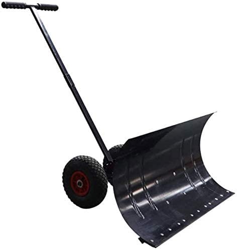 Snow Shovel Manual Rolling Snow Pusher | with 2 Wheels and Extension Steel Handle Used for Road Snow Removal Tools Snow Pusher