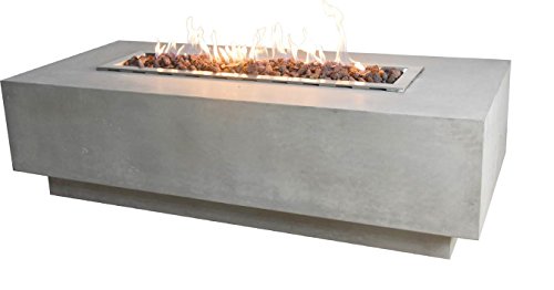 Elementi Granville Concrete Fire Table Natural Gas Outdoor Fire Pit Concret Patio Fireplaces Garden Furniture (Light Grey)