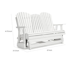 Benjara BM315939 Sami 67 Inch Outdoor Adirondack Glider Loveseat, Dropdown Cupholders, White