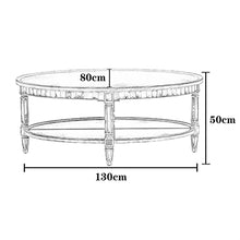 living room table Oval Coffee Tables for Living Room, 43.3/47.2/51.1inch Coffee Table with Mirror Top and Open Shelf, Vintage Cocktail Table outdoor side table ( Color : B , Size : 130*80*50cm )