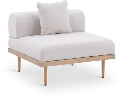 Meridian Furniture 55036Beige-Armless Laguna Collection Modern | Contemporary Outdoor Patio Armless Modular Chair, Teak Finish Aluminum, Waterproof Olefin Fabric, 35.5" W x 35.5" D x 28.5" H, Beige