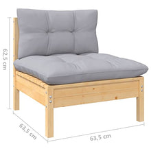 Heofavd 8-Piece Modular Patio Furniture Set Grey Solid Pine Wood Outdoor Conversation Sectional Sofa Seats 8 Garden Lounge with Cushions for Deck Backyard Balcony