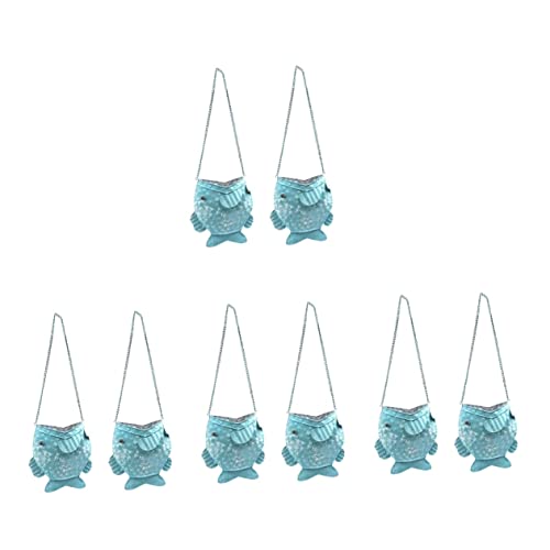 8 pcs Planter Fish Decoration Container Flowerpot Metal Creative Iron Shaped Flower Holder Pendant Wall Suspension Decor Arrangement Basket Art Hanging Wall-Mounted Rack (As Shownx4pcs 18X7CMx4pcs)