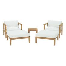 Modway EEI-3113-NAT-WHI-SET 5 Piece Bayport Outdoor Patio Teak Set, Natural White
