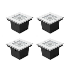 tyfuture 4 Pack Square Underground Light LED Landscape Light IP66 Waterproof AC85-265V Recessed Ground Light for Outdoor Path Walkway Deck Buried Lights(White,36W)