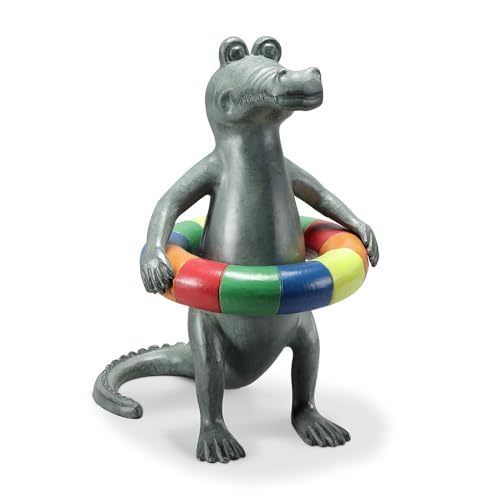 SPI Home Pool Time Gator Garden Sculpture 20.0"" x 17.0"" x 13.0"" 9.10 lbs. Aluminum, Gray, 35209
