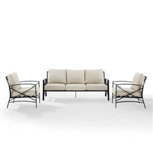 Afuera Living 3-Piece Metal Outdoor Sofa Set, Oatmeal/Oil Rubbed Bronze Finish, Steel Construction, Weatherproof Cushions, Transitional Patio Furniture Seating for 5, Sofa and 2 Armchairs