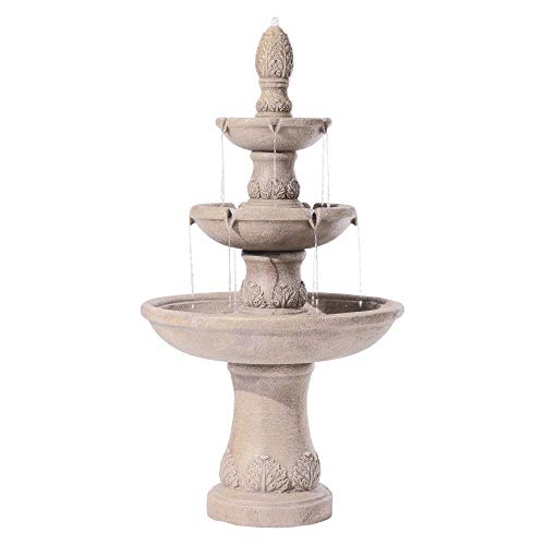 John Timberland Domanico 57" Large 3-Tier Sandstone Finish Outdoor Fountain